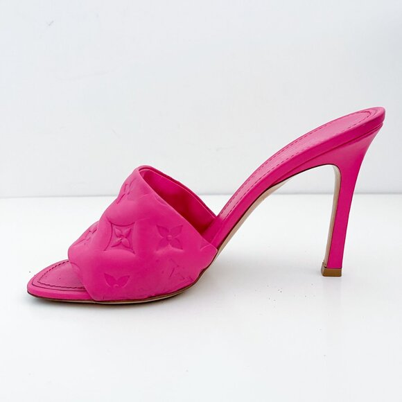 Louis Vuitton Revival Mule Monogram Pink Heel Padded Heels Sandals - Picture 4 of 16